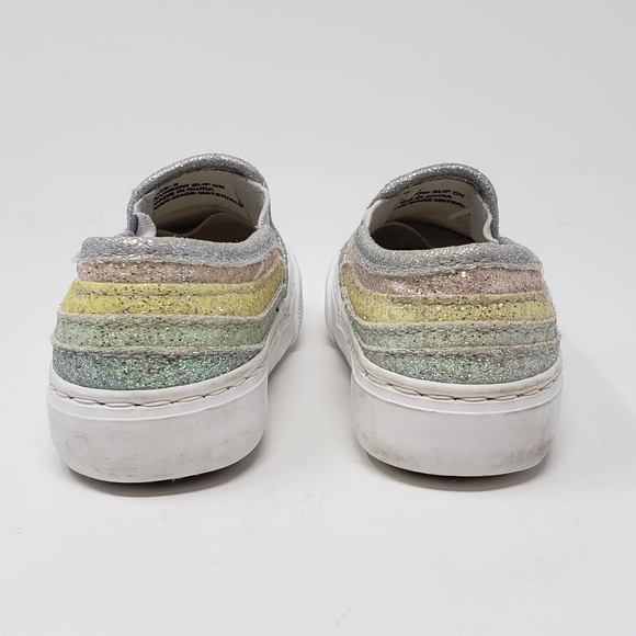 Olive & Edie Rainbow Slip-on Sneakers Girls Size 5 Glitterly Silver Pink Yellow - Picture 5 of 10